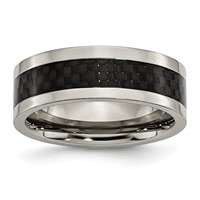 Chisel Titanium Polished Band with Black Carbon Fiber Inlay 8mm view 1