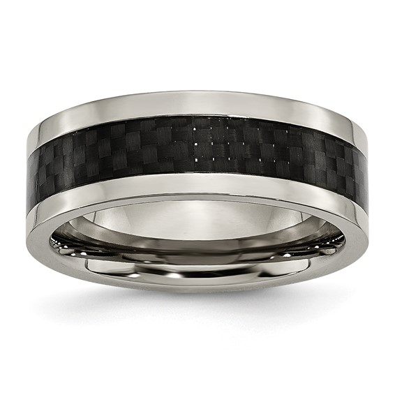 Chisel Titanium Polished with Black Carbon Fiber Inlay 8mm Band