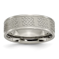 Titanium Satin Center 7mm Fancy Design Band view 1