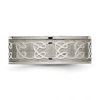 Chisel Titanium Brushed Center 8mm Scroll Design Band view 3