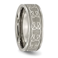 Chisel Titanium Brushed Center 8mm Scroll Design Band view 4