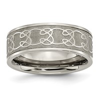 Chisel Titanium Brushed Center 8mm Scroll Design Band view 1