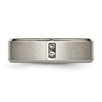 Chisel Titanium Brushed Center 0.05 Carat Diamond 7mm Band view 4