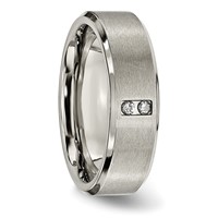 Chisel Titanium Brushed Center 0.05 Carat Diamond 7mm Band view 5