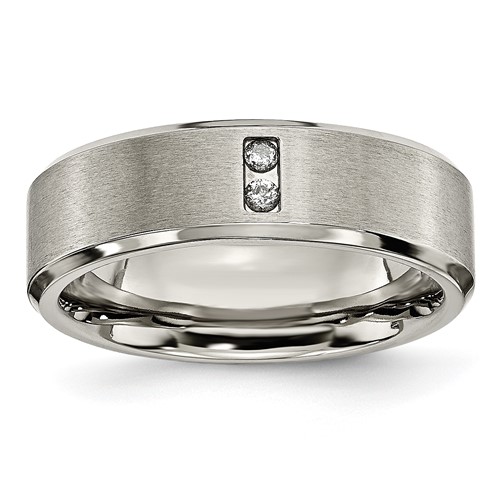 Chisel Titanium Brushed Center 0.05 Carat Diamond 7mm Band