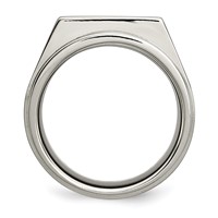 Chisel Titanium Satin and Polished 0.05 Carat Diamond Signet Band view 2