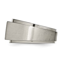 Chisel Titanium Satin and Polished 0.05 Carat Diamond Signet Band view 3
