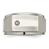 Chisel Titanium Satin and Polished 0.05 Carat Diamond Signet Band view 4