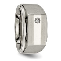 Chisel Titanium Satin and Polished 0.05 Carat Diamond Signet Band view 5