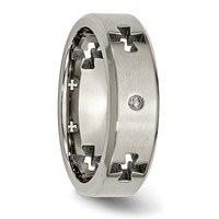 Chisel Titanium Brushed and Polished 0.05 Carat Diamond Cross Cut Out 7mm Band view 5