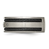 Chisel Titanium Brushed Black IP-plated Cable 0.05 Carat Diamond 10mm Band view 3