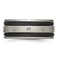 Chisel Titanium Brushed Black IP-plated Cable 0.05 Carat Diamond 10mm Band view 4