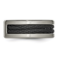 Chisel Titanium Brushed and Polished Black IP-plated Cable 0.05 Carat Diamond 10mm Band view 3