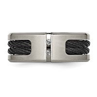 Chisel Titanium Brushed and Polished Black IP-plated Cable 0.05 Carat Diamond 10mm Band view 4