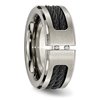 Chisel Titanium Brushed and Polished Black IP-plated Cable 0.05 Carat Diamond 10mm Band view 5