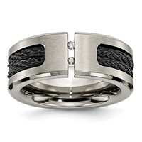 Chisel Titanium Brushed and Polished Black IP-plated Cable 0.05 Carat Diamond 10mm Band view 1