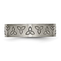 Chisel Titanium Brushed 6mm Trinity Symbol Flat Band view 3