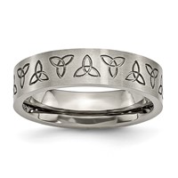 Chisel Titanium Brushed 6mm Trinity Symbol Flat Band view 1