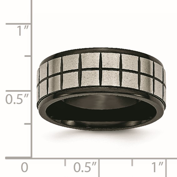 Chisel Titanium Brushed Center Black IP-plated 9mm Band