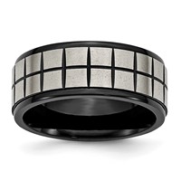 Chisel Titanium Brushed Center Black IP-plated 9mm Band view 1