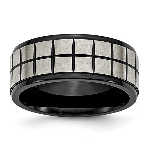 Chisel Titanium Brushed Center Black IP-plated 9mm Band