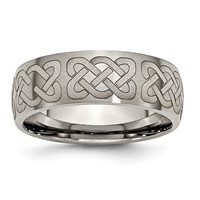 Chisel Titanium Brushed Celtic Laser Design 8mm Band view 1