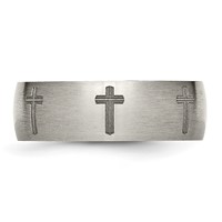 Chisel Titanium Brushed Cross Laser Design 8mm Band view 3