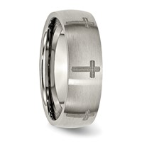 Chisel Titanium Brushed Cross Laser Design 8mm Band view 4