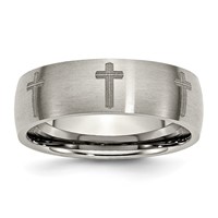 Chisel Titanium Brushed Cross Laser Design 8mm Band view 1