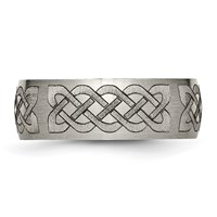 Chisel Titanium Brushed Celtic Laser Design 8mm Band view 3