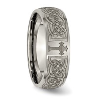 Chisel Titanium Brushed Celtic Cross Laser Design 8mm Band view 5