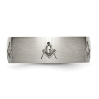 Chisel Titanium Brushed Masonic Laser Design 8mm Band view 3
