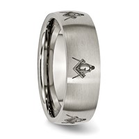 Chisel Titanium Brushed Masonic Laser Design 8mm Band view 4