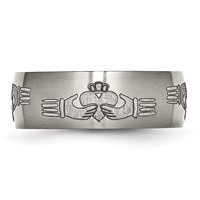 Chisel Titanium Brushed Claddagh Laser Design 8mm Band view 3