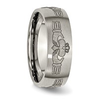 Chisel Titanium Brushed Claddagh Laser Design 8mm Band view 4