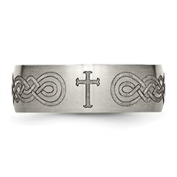 Chisel Titanium Brushed Cross Laser Design 8mm Band view 4