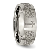 Chisel Titanium Brushed Cross Laser Design 8mm Band view 5