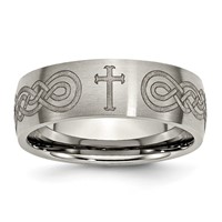 Chisel Titanium Brushed Cross Laser Design 8mm Band view 1