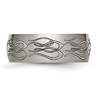 Chisel Titanium Brushed Flame Laser Design 8mm Band view 3