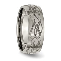 Chisel Titanium Brushed Flame Laser Design 8mm Band view 4