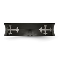 Titanium Cross Black IP-plated 6mm Concave Band view 4