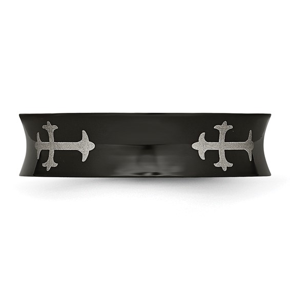 Titanium Cross Black IP-plated 6mm Concave Band