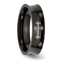 Titanium Cross Black IP-plated 6mm Concave Band view 5