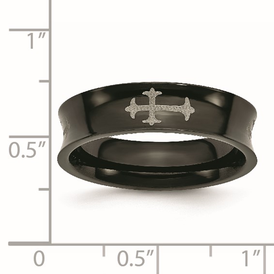Titanium Cross Black IP-plated 6mm Concave Band