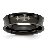 Titanium Cross Black IP-plated 6mm Concave Band view 1