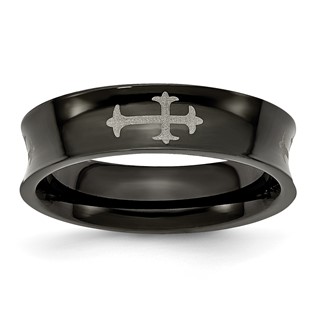 Titanium Cross Black IP-plated 6mm Concave Band
