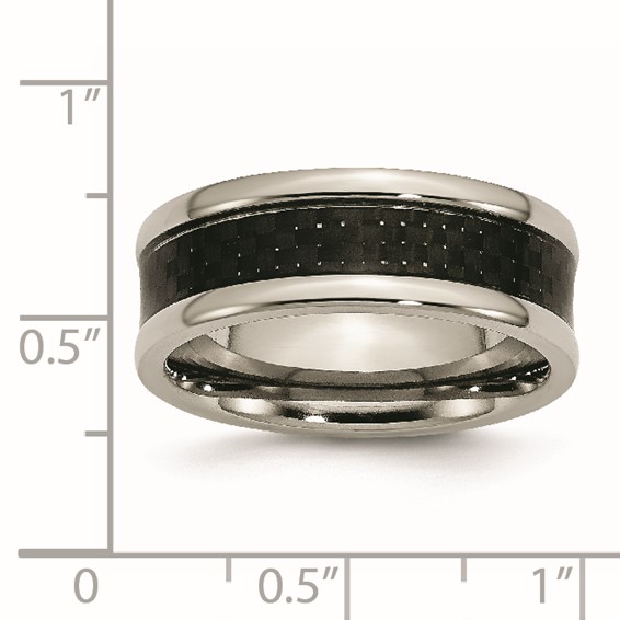 Chisel Titanium Polished with Black Carbon Fiber Inlay 8mm Band