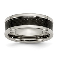 Chisel Titanium Polished Band with Black Carbon Fiber Inlay 8mm view 1
