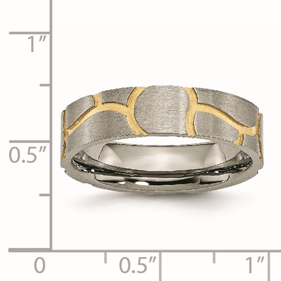 Titanium Brushed Yellow IP-plated 6mm Grooved Band