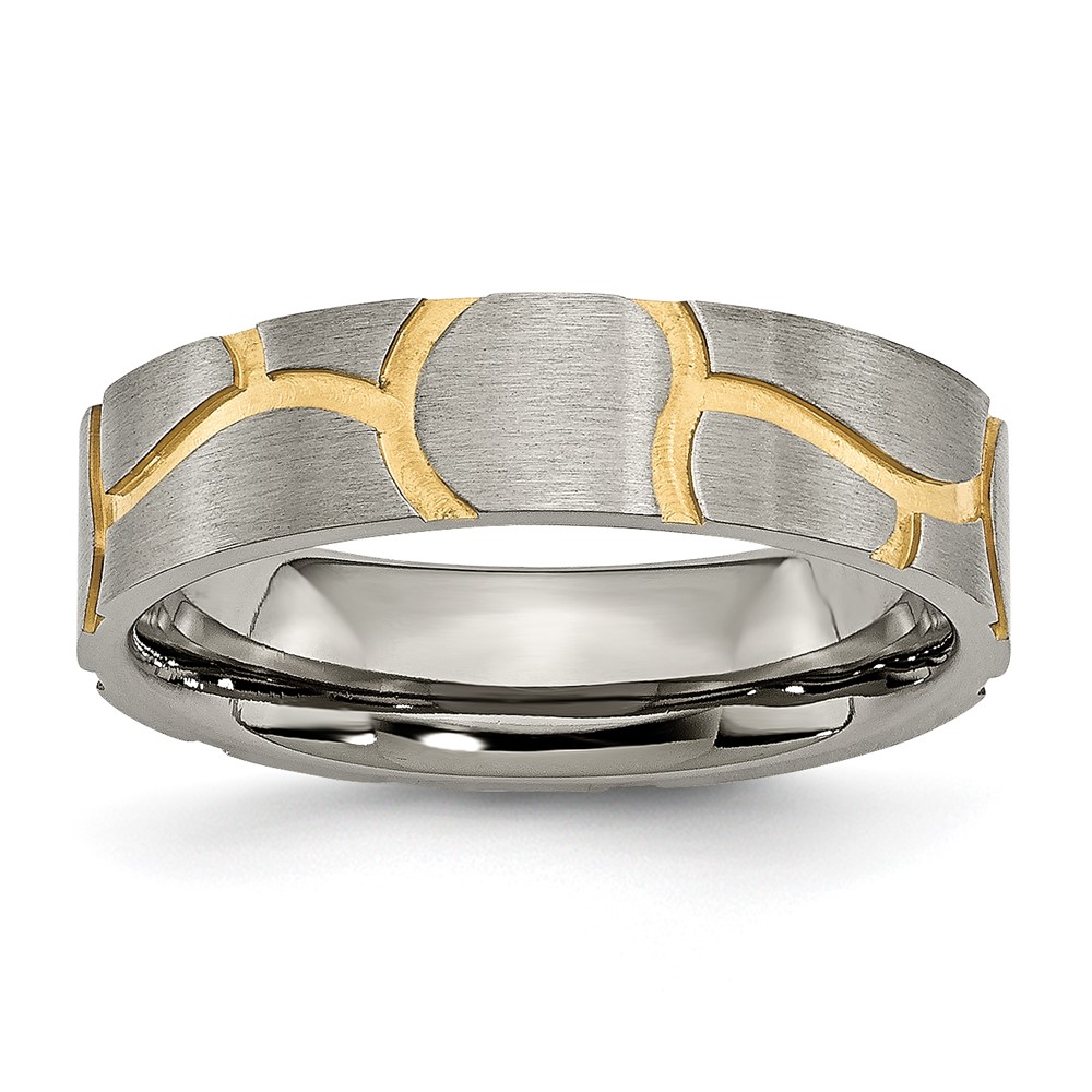 Titanium Brushed Yellow IP-plated 6mm Grooved Band